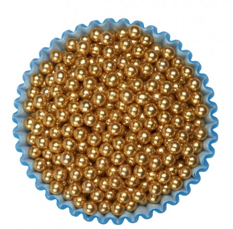 Sferici dorati 4mm | Biglie di zucchero decorative oro | Diamanti di Zucchero