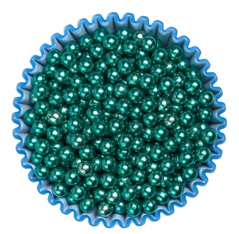 Sferici metallizzati cielo 4mm | Biglie di zucchero blu decorative | Diamanti di Zucchero