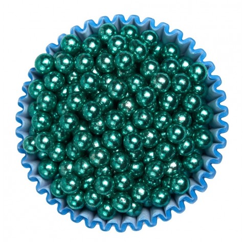 Sferici metallizzati cielo 5mm | Biglie di zucchero blu decorative | Diamanti di Zucchero