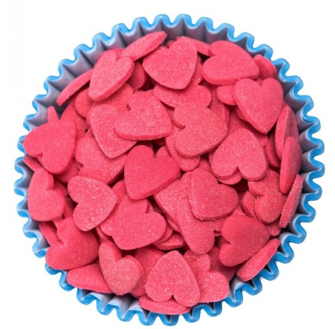 Cuoricini di zucchero rossi per decorazioni dolci - Diamanti di Zucchero