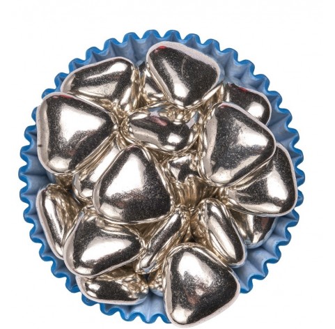 Minix Argento | Confetti argentati al cioccolato fondente | Diamanti di Zucchero