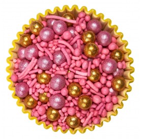 Gemma | Mix di sfere rosa e oro perlate e metallizzate | Diamanti di Zucchero